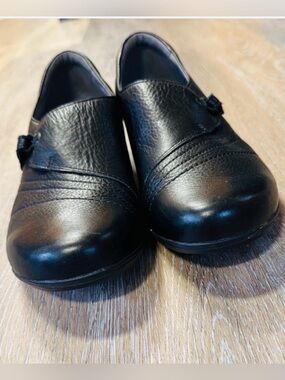 Dansko Franny Black Leather Comfort Slip On Shoes Women’s EU 39 US 8.5-9